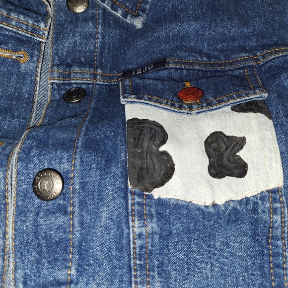 Women's Izod Jeans Handpainted Denim Jacket sz Petite Med - Picture 2 of 6